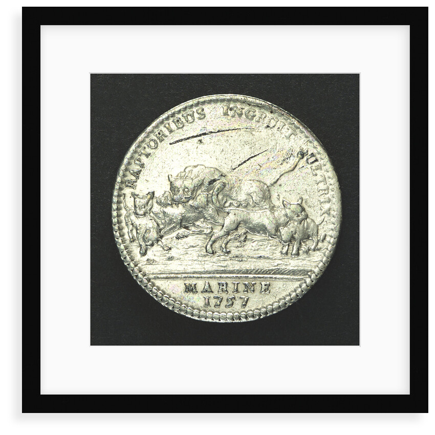 Counter commemorating the Battle of Minorca, 1756; reverse by C.N. Roettier