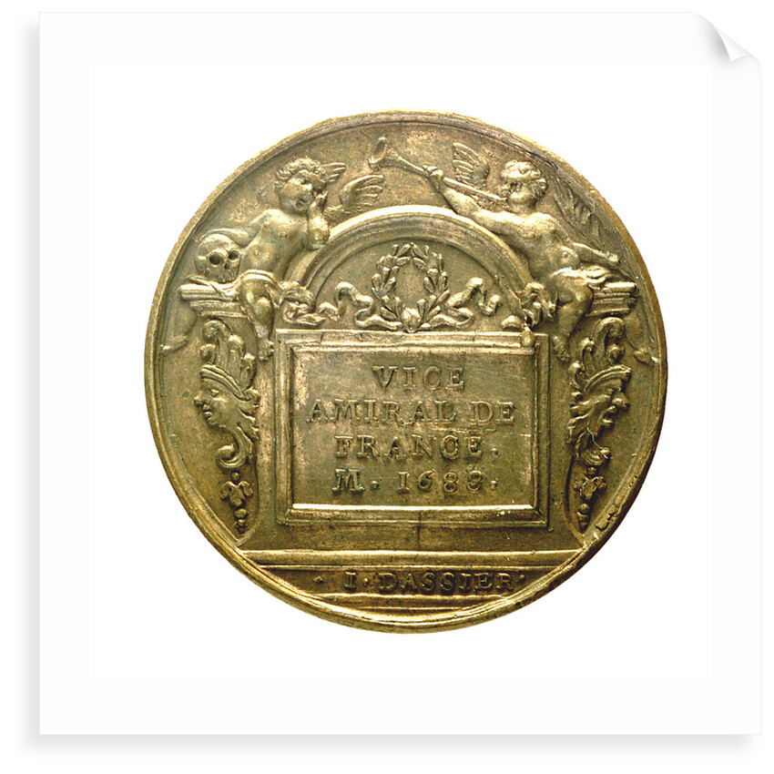 Counter commemorating Admiral Abraham Duquesne (1610-1688); reverse by J. Dassier