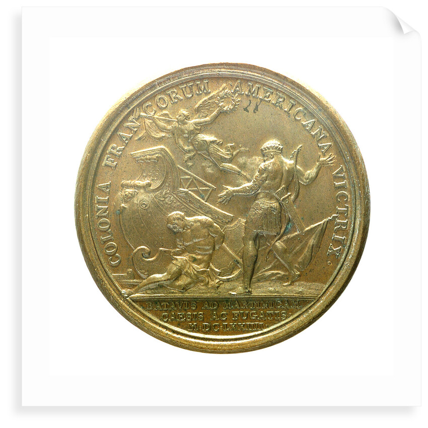 Medal commemorating the Dutch attack on Martinique repulsed, 1674; reverse by J. Mauger