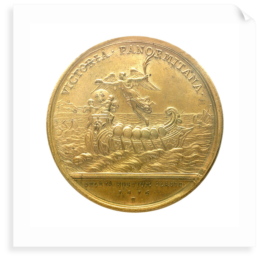 Medal commemorating the defeat of the Dutch and Spanish fleets at Palermo, 1676; reverse by J. Mauger