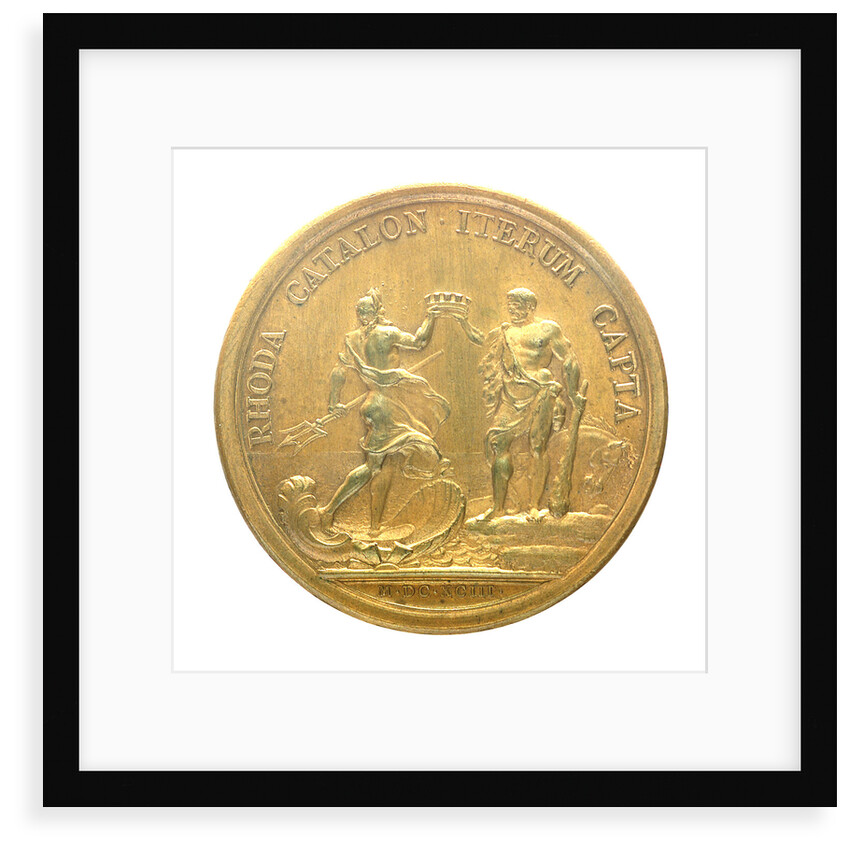 Medal commemorating the capture of Rosas, 1693; reverse by J. Mauger