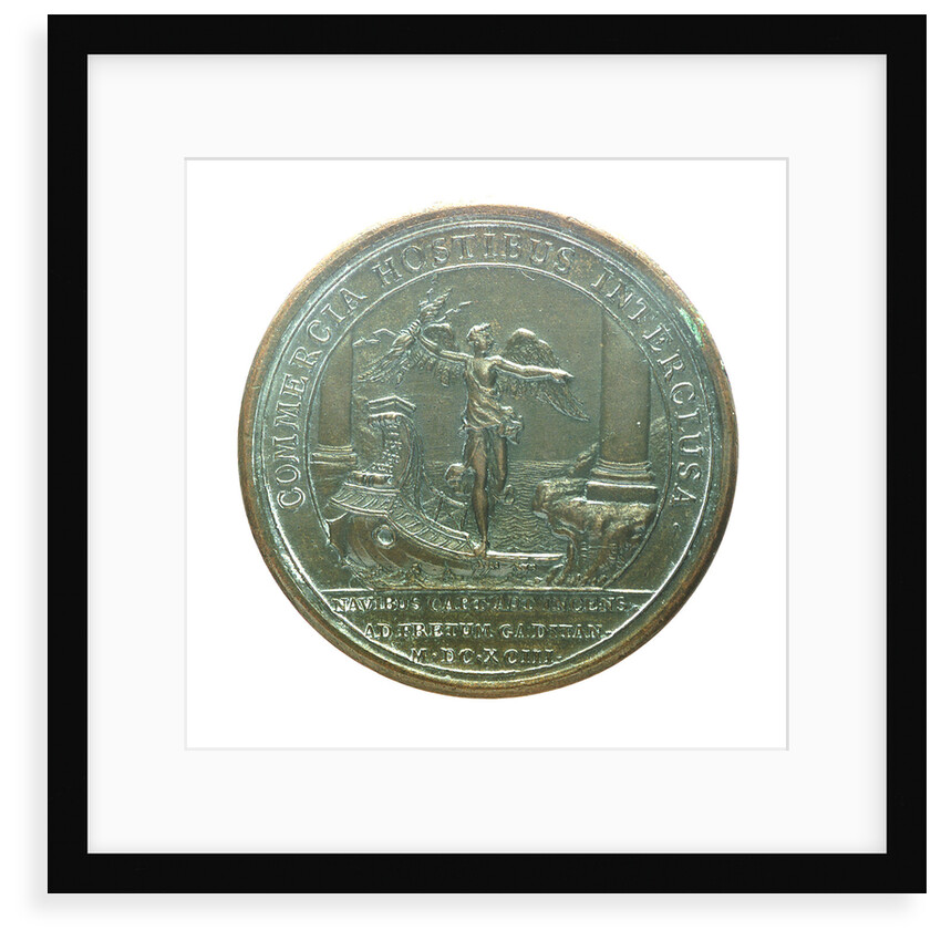 Medal commemorating the Smyrna fleet being attacked off Gibraltar, 1693; reverse by J. Mauger