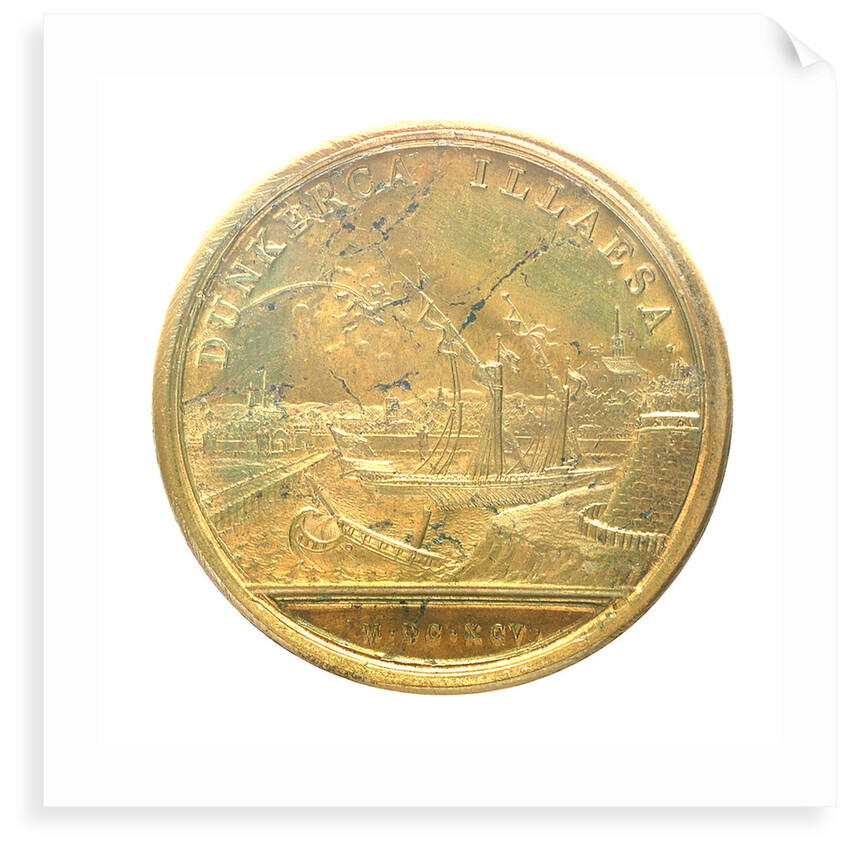 Medal commemorating the bombardment of Dunkirk, 1695; reverse by J. Mauger