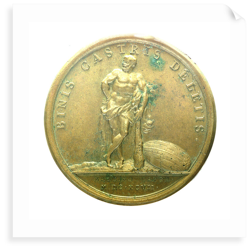 Medal commemorating the capture of Barcelona, 1697; reverse by J. Mauger