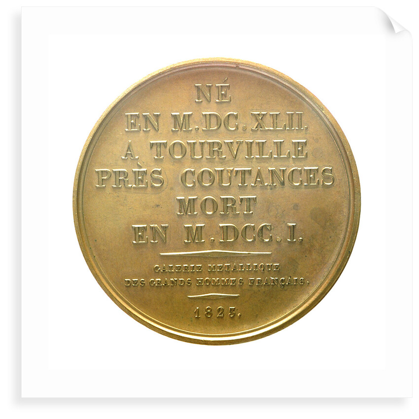 Medal commemorating Admiral Anne Hilarion de Contentin, Comte de Tourville (1642-1701); reverse by J.A. Pingret