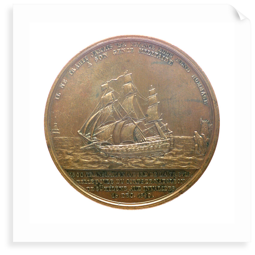 Medal commemorating the translation of the body of Napoleon from St Helena to Les Invalides, 1840; reverse by Emile Rogat