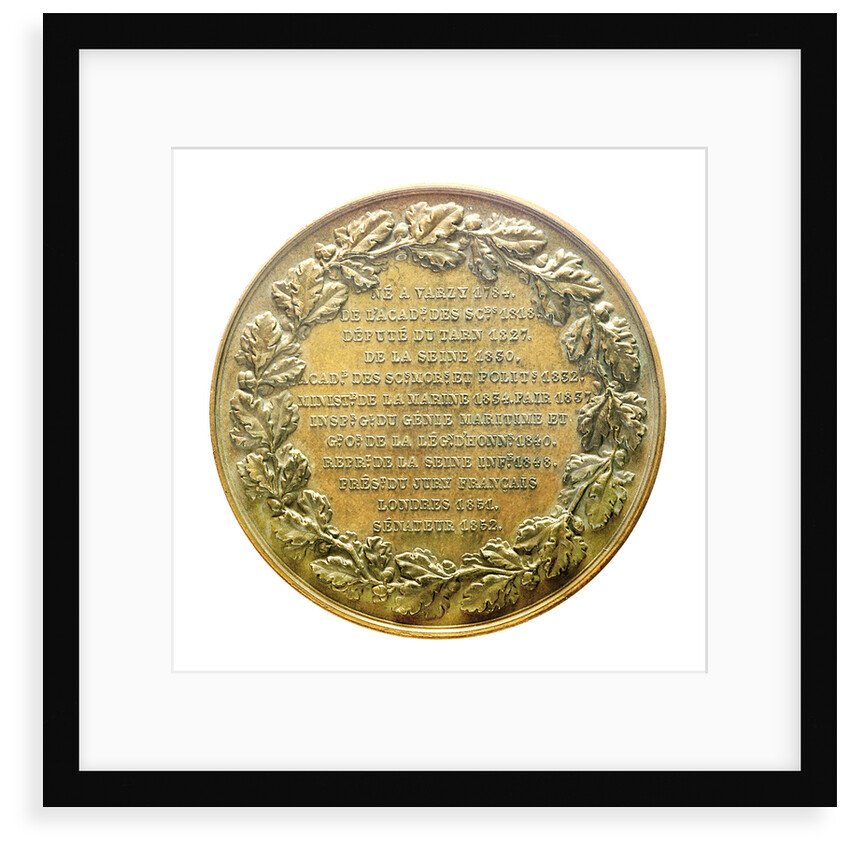 Medal commemorating Baron Francois Pierre Charles Dupin (1784-1873); reverse by A. Bovy