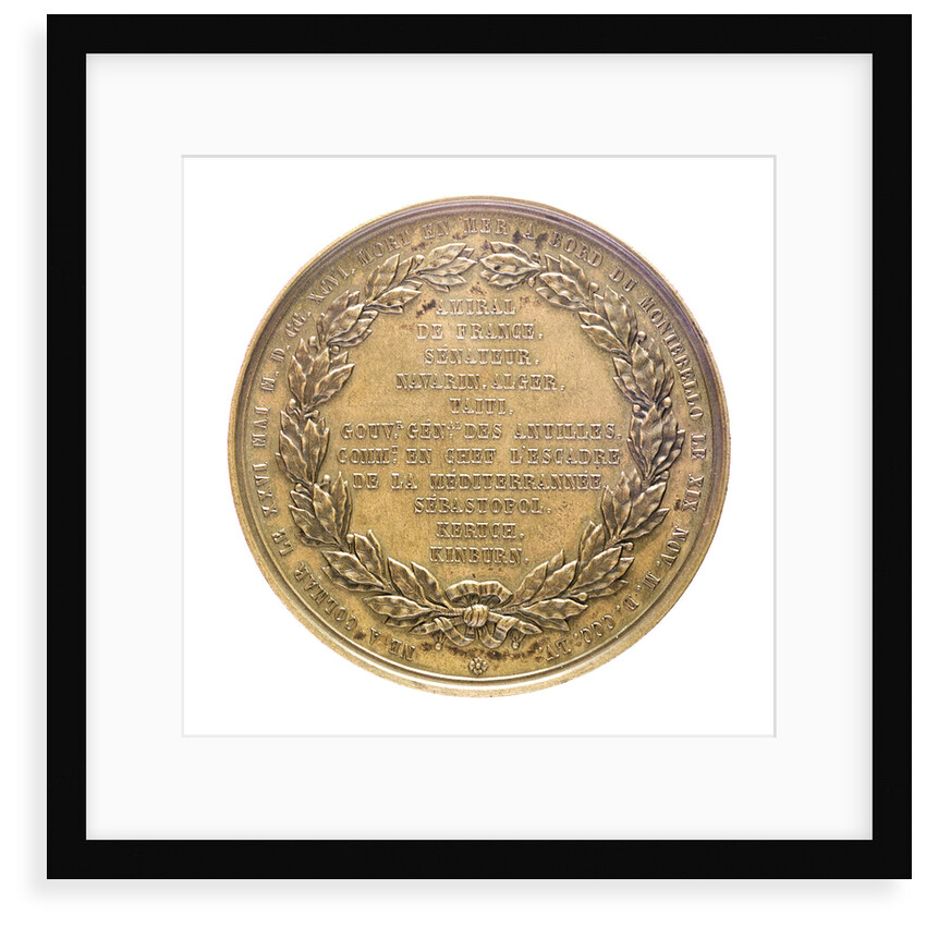 Medal commemorating Admiral Armand Bruat (1796-1855); reverse by Valentin Maurice Borrel
