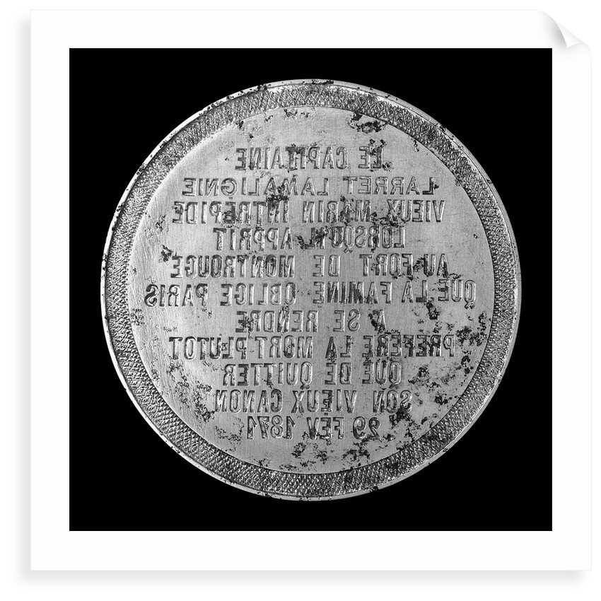 Medal die commemorating the siege of Paris, 1870-1871 and Captain Lamalignie; obverse by unknown