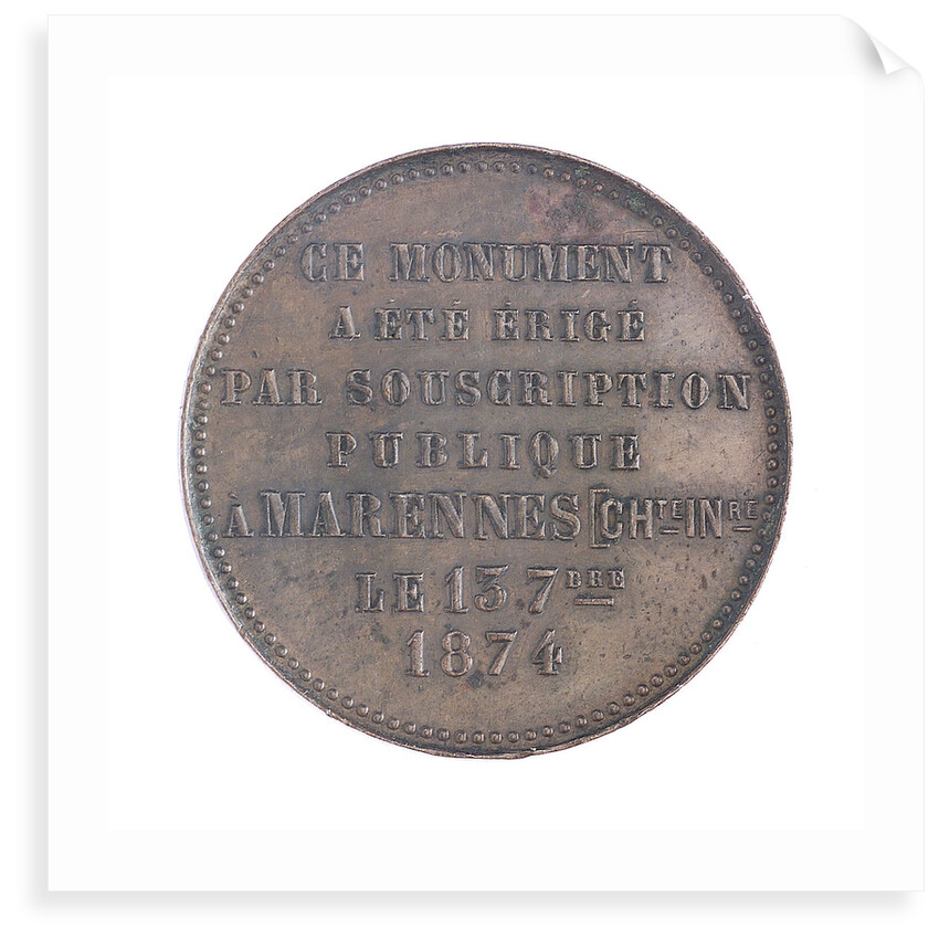 Medal commemorating  Admiral Justin-Napoleon Chasseloup-Laubat (1805-1873); reverse by A. Desaide