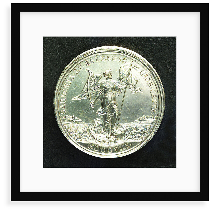 Medal commemorating the capture of Sardinia and Minorca, 1708; reverse by J. Croker