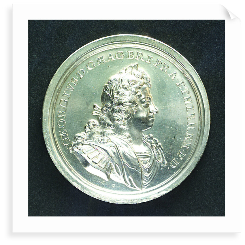 Medal commemorating the arrival of King George I in England, 1714 and dominion of the seas; obverse by J. Croker