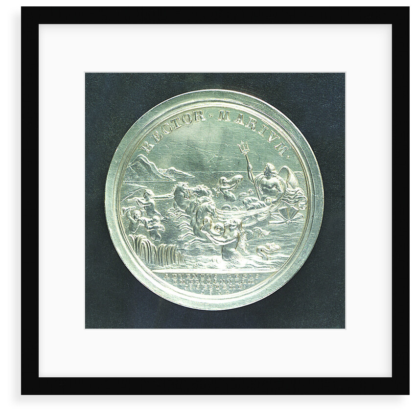 Medal commemorating the arrival of King George I in England, 1714 and dominion of the seas; reverse by J. Croker
