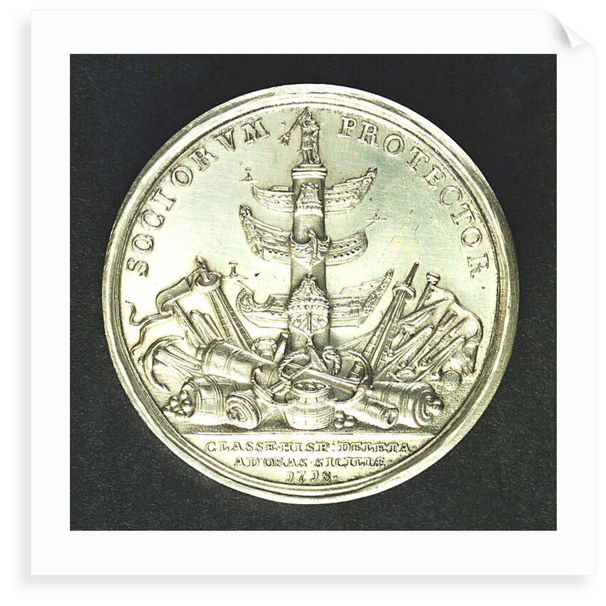 Medal commemorating the action off Cape Passaro, 1718; reverse by J. Croker