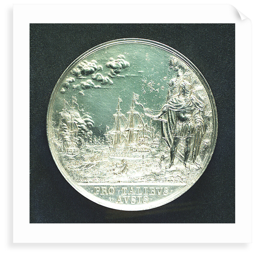 Naval reward medal commemorating the Battle of Lowestoft, 1665; reverse by J. Roettier