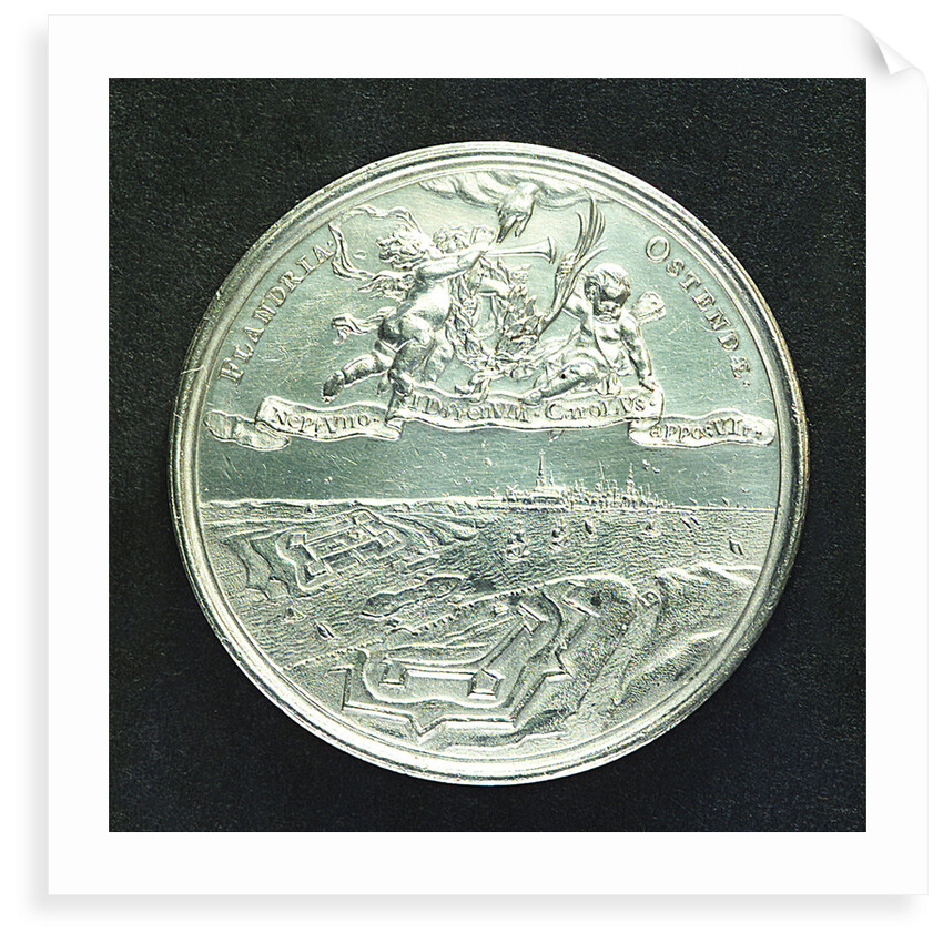 Medal commemorating the fortifications at Ostend; reverse by J. Roettier