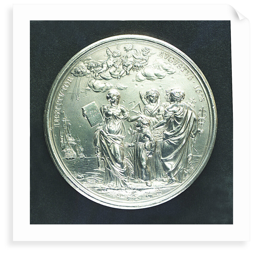 Medal commemorating Christ's Hospital; reverse by J. Roettier