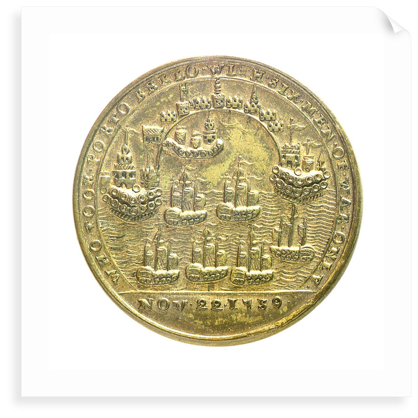 Medal commemorating Admiral Edward Vernon (1684-1757) and the capture of Porto Bello, 1739; reverse by unknown