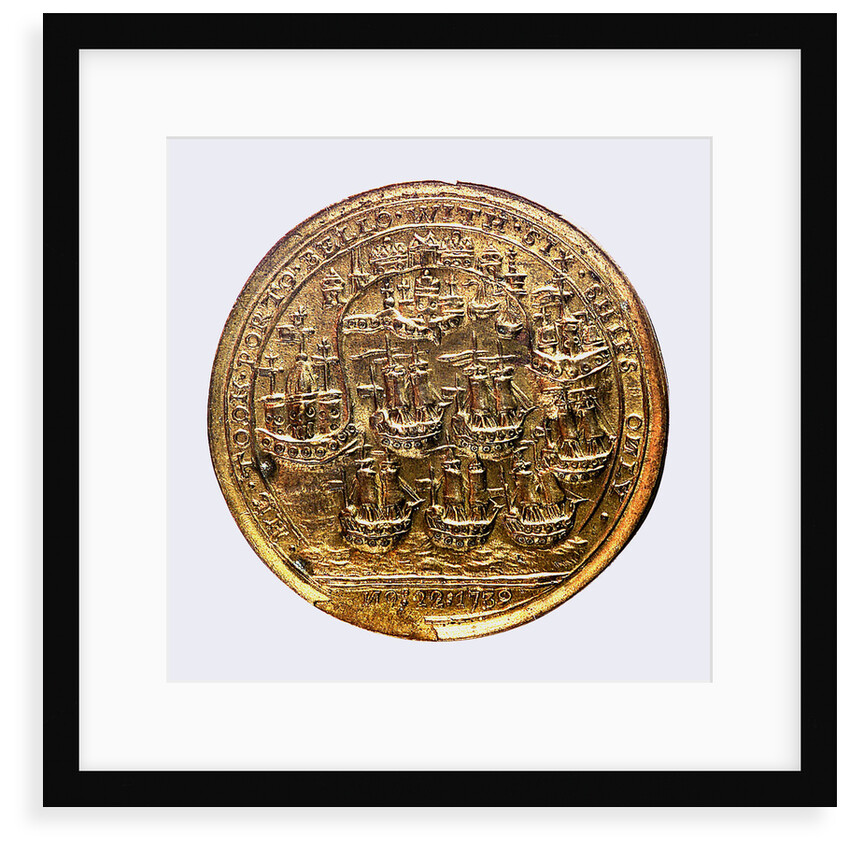 Medal commemorating Admiral Edward Vernon (1684-1757) and the capture of Porto Bello, 1739; reverse by I. Giles