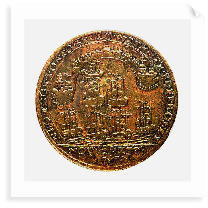 Medal commemorating Admiral Edward Vernon (1684-1757) and the capture of Porto Bello, 1739; reverse by unknown