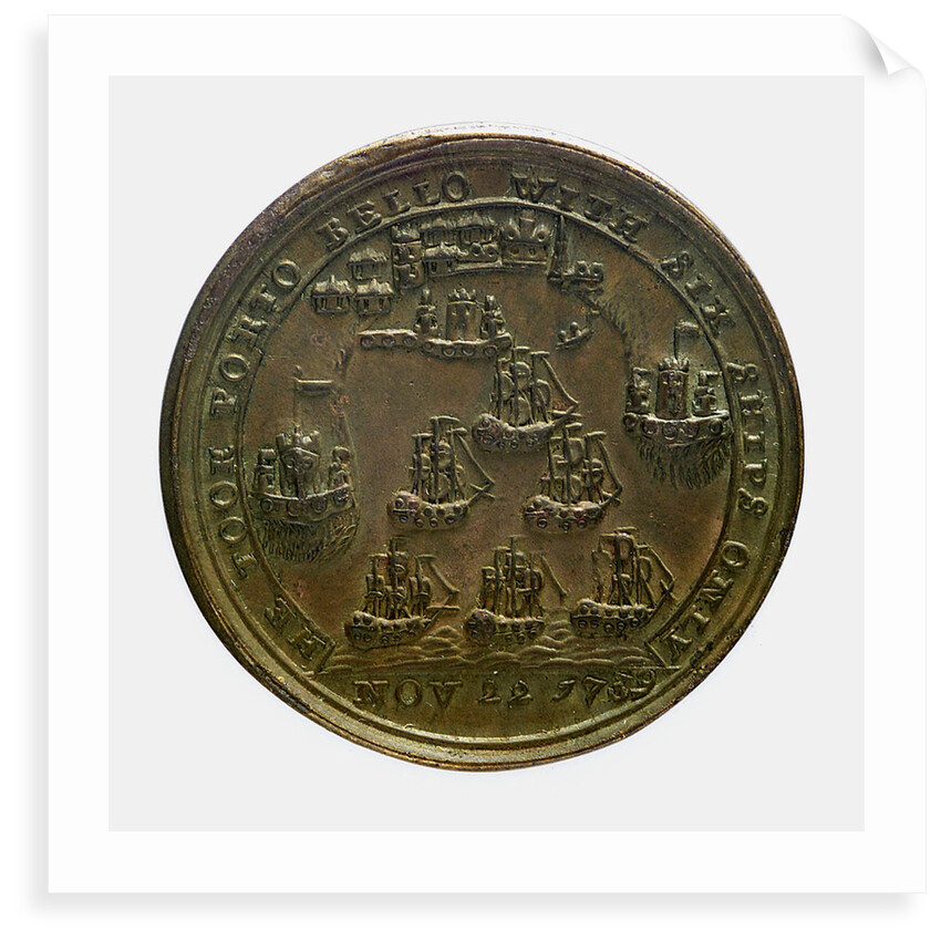 Medal commemorating Admiral Edward Vernon (1684-1757) and the capture of Porto Bello, 1739; reverse by Unknown