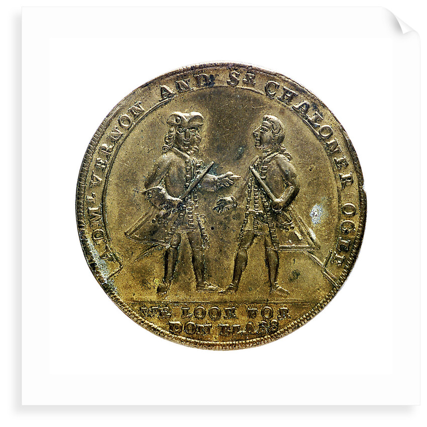 Medal commemorating Admiral Edward Vernon (1684-1757) and Admiral Sir Chaloner Ogle (1681?-1750), the attack on Cartagena, 1741; obverse by unknown