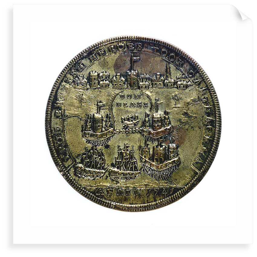 Medal commemorating Admiral Edward Vernon (1684-1757) and Admiral Sir Chaloner Ogle (1681?-1750), the attack on Cartagena, 1741; reverse by unknown