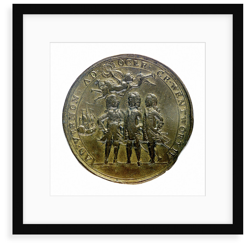 Medal commemorating Admiral Edward Vernon (1684-1757), Admiral Sir Chaloner Ogle (1681?-1750), and General Thomas Wentworth, the attack on Cartagena, 1741; obverse by unknown