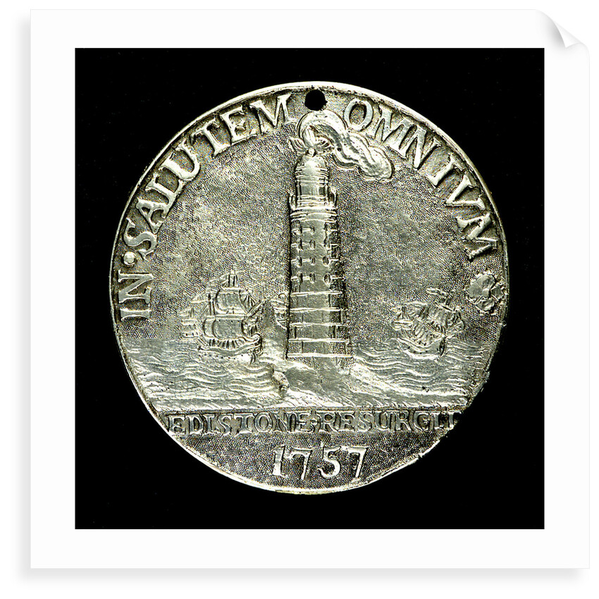 Badge commemorating the rebuilding of the Eddystone Lighthouse; obverse by unknown