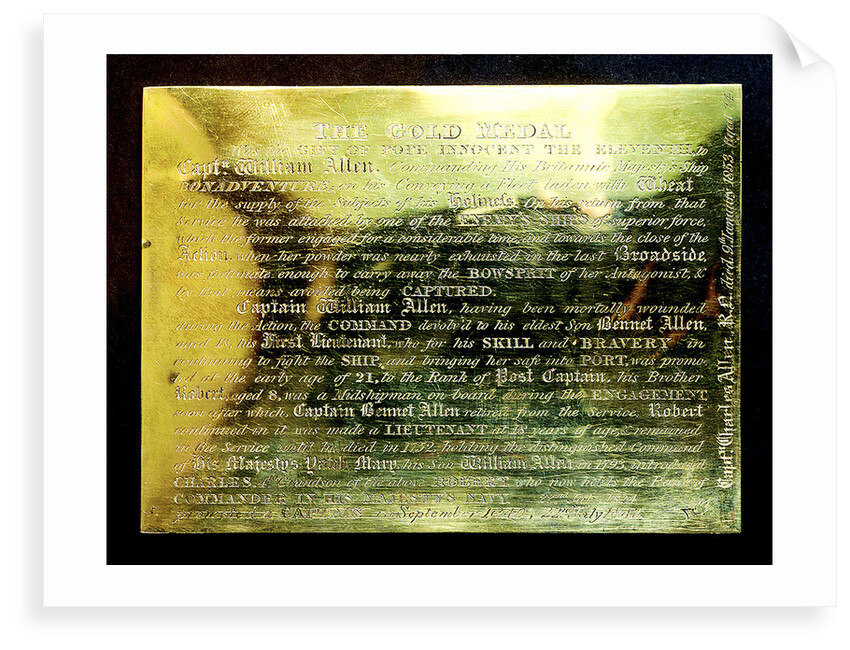 Papal reward medal commemorating Pope Innocent XI; gilt plaque by Hameranus
