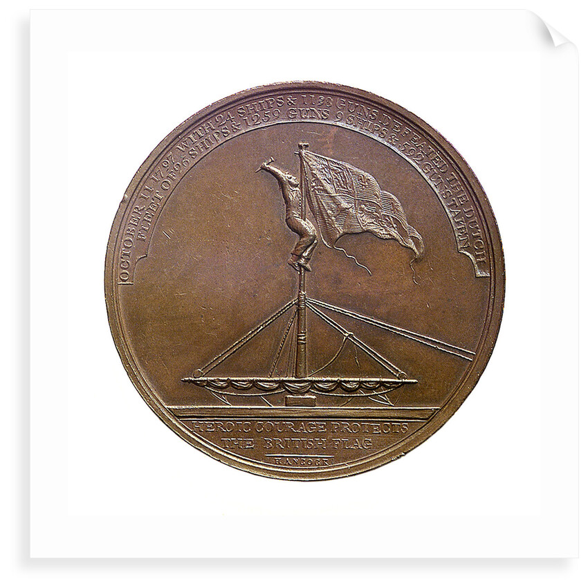 Badge commemorating the Battle of Camperdown, 1797 and Admiral of the Fleet, Adam Duncan (1731-1804); reverse by J.G. Hancock