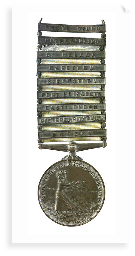 Medal commemorating the visit of the second Cruiser squadron to South Africa and South America, 1908; obverse by unknown