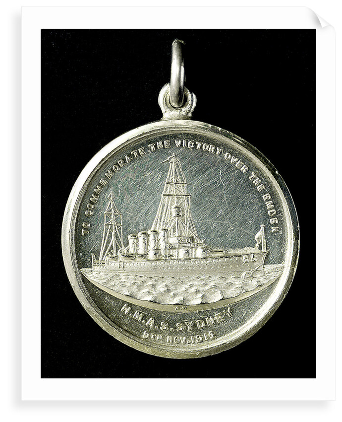 Medal commemorating the destruction of the 'Emden', 1914; obverse by A.W.