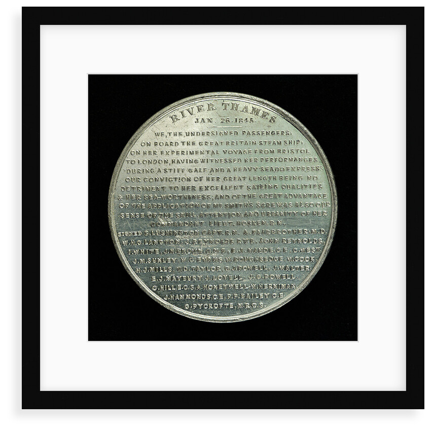 Medal commemorating the SS 'Great Britain'; reverse by unknown