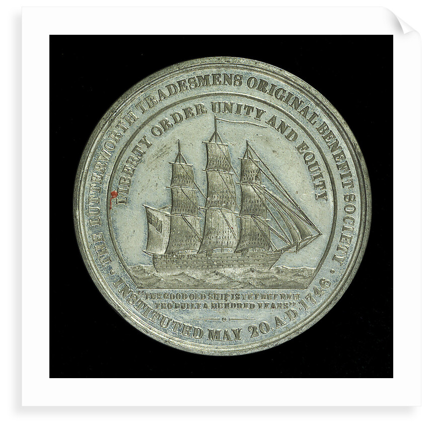 Medal commemorating the centenary of the Lutterworth Tradesmen's original Benefit Society, 1846; reverse by unknown