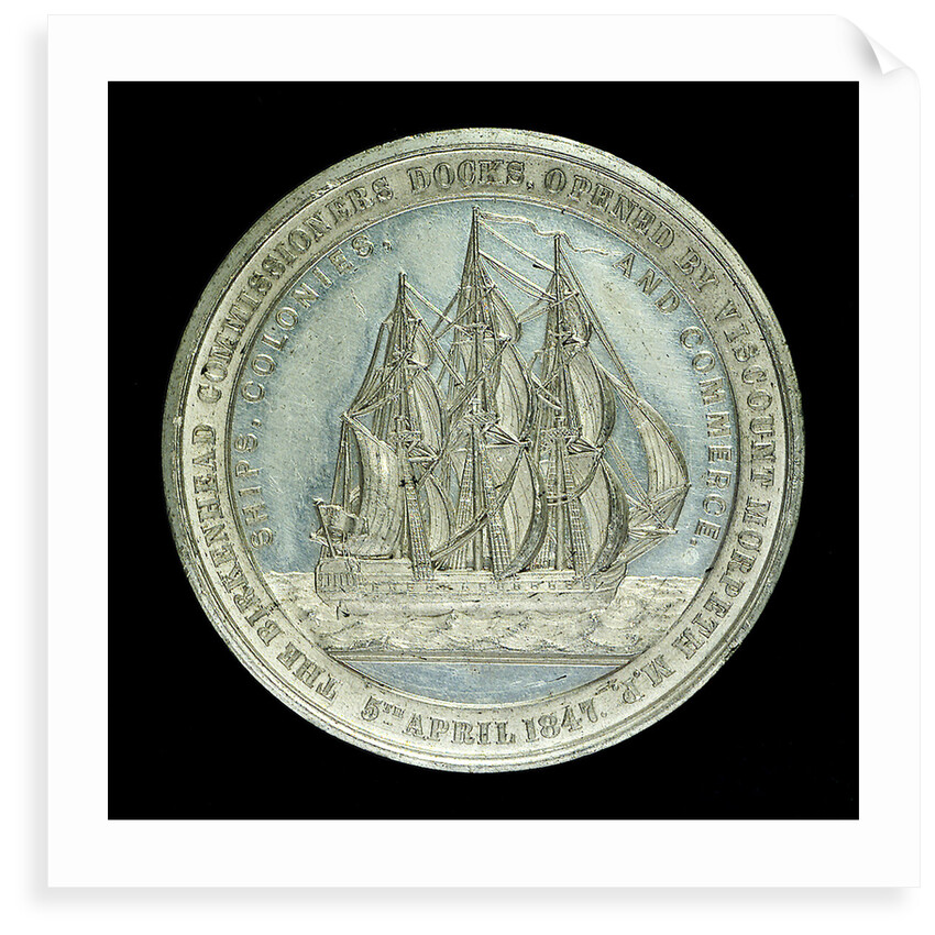 Medal commemorating the opening of the Birkenhead docks, 1847; obverse by unknown