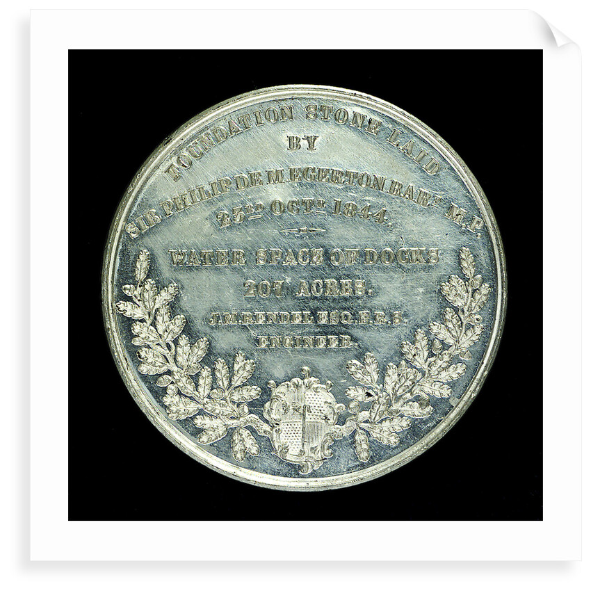 Medal commemorating the opening of the Birkenhead docks, 1847; reverse by unknown