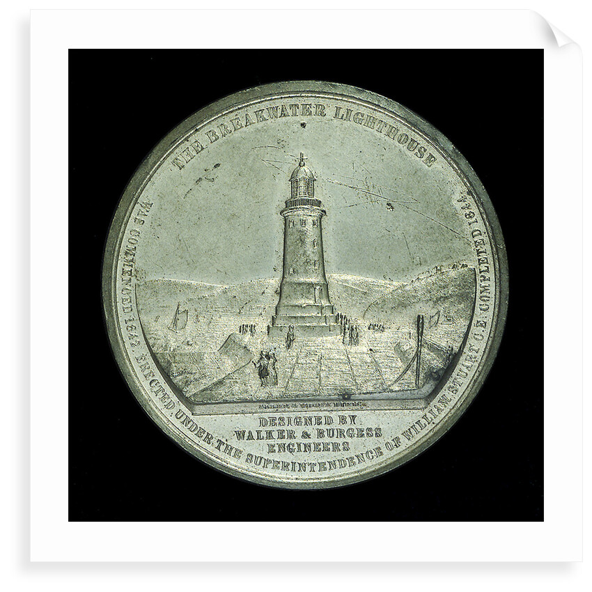 Medal commemorating the Plymouth breakwater and lighthouse; obverse by Allen & Moore