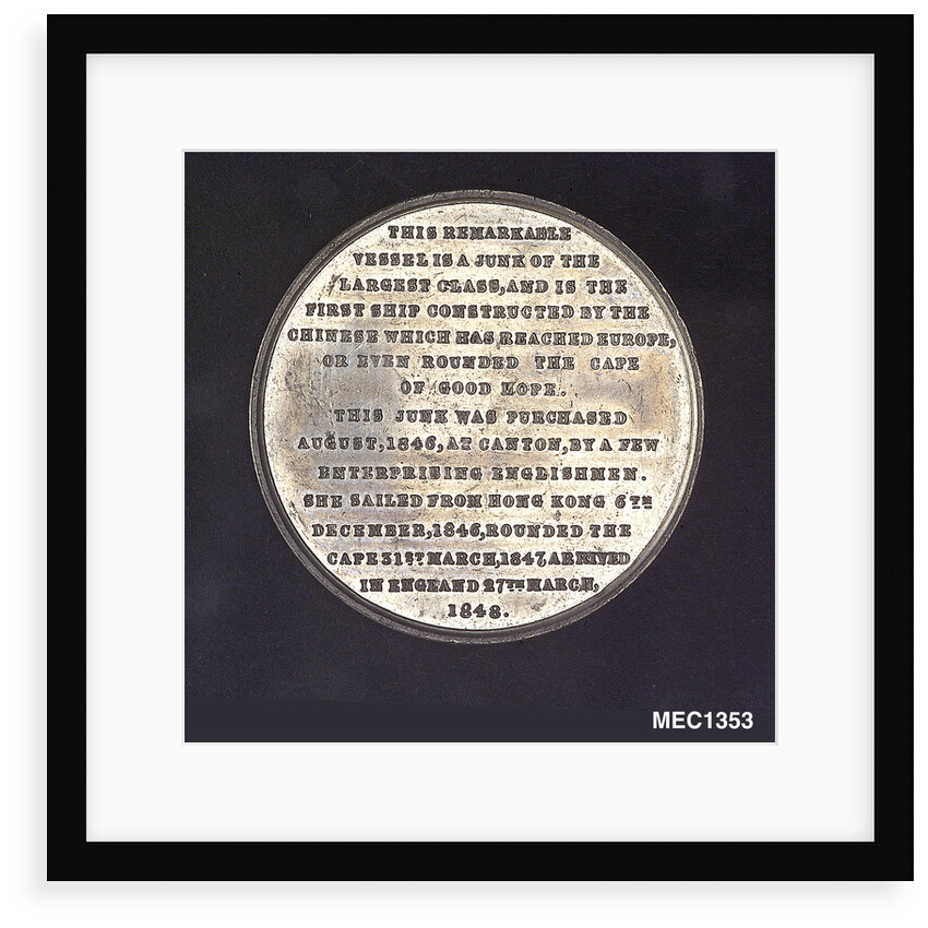 Medal commemorating the Chinese junk 'Keying' by T. Halliday