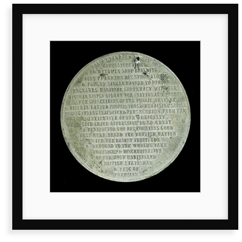 Medal commemorating John Clare (1820-1885), shipbuilder; reverse by unknown