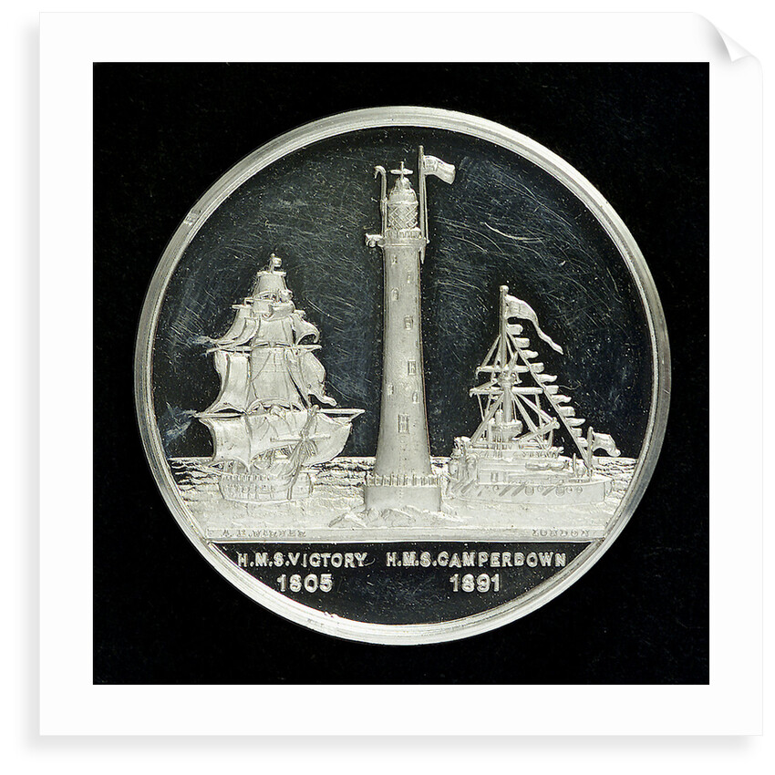 Medal commemorating The Royal Naval Exhibition, 1891; obverse by A.E. Warner