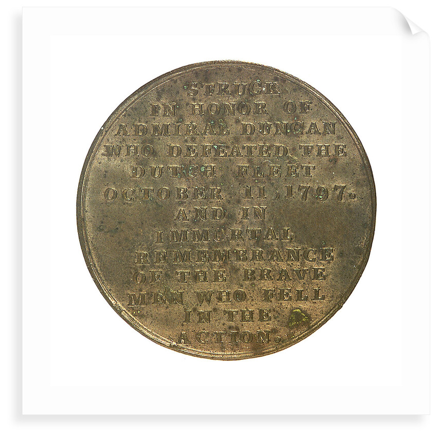 Medal commemorating the Battle of Camperdown, 1797 and Admiral of the Fleet, Adam Duncan (1731-1804); reverse by unknown