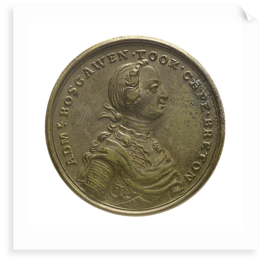 Counter commemorating Admiral Edward Boscawen (1711-1761) and the capture of Louisbourg, 1758; obverse by unknown