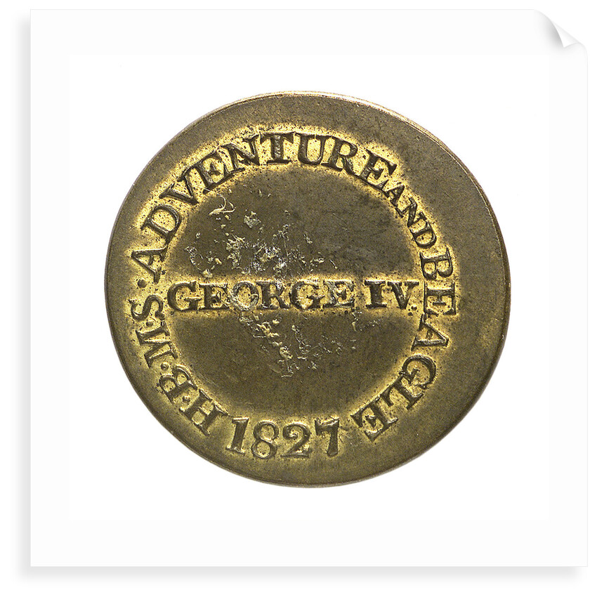 Counter commemorating HMS 'Adventure' and 'Beagle', 1826-1827; reverse by unknown