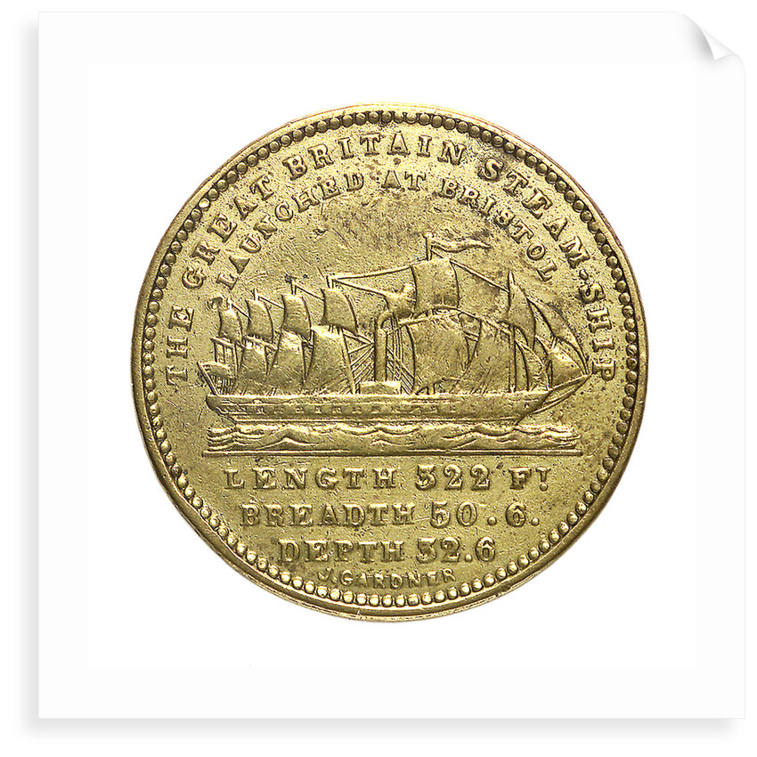 Counter commemorating the SS 'Great Britain'; obverse by J. Gardner