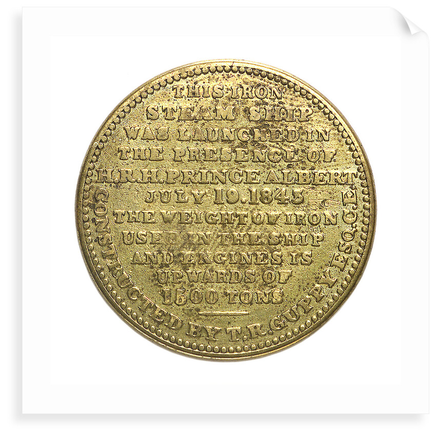 Counter commemorating the SS 'Great Britain'; reverse by J. Gardner