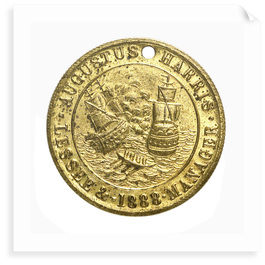 Theatre pass commemorating the tercentenary of the Spanish Armada, 1888; obverse by unknown