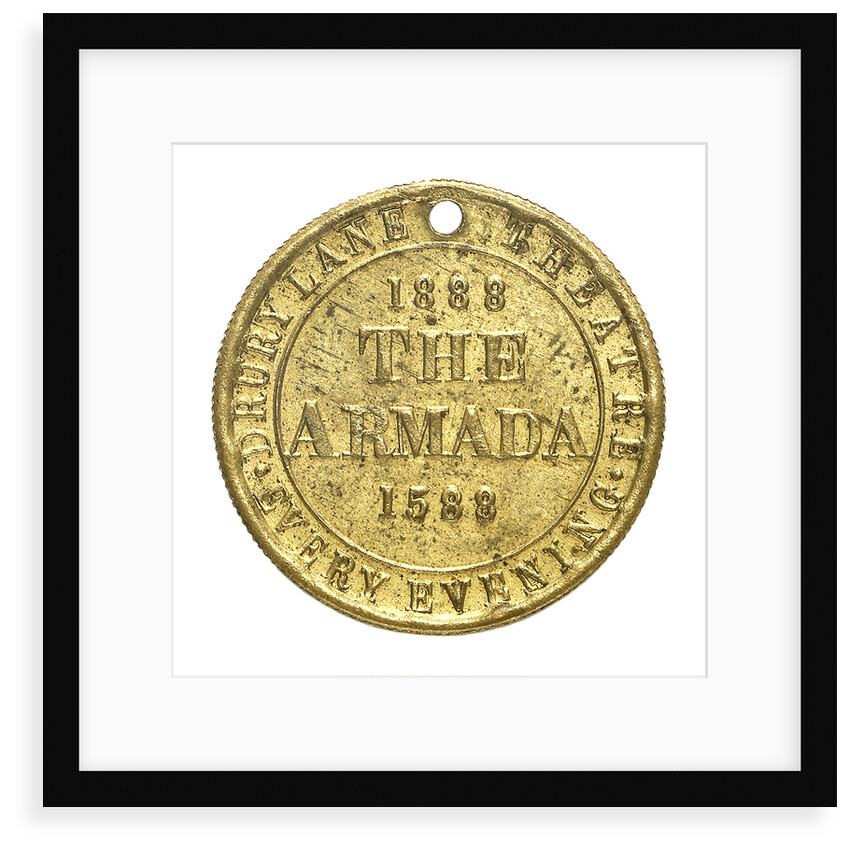 Theatre pass commemorating the tercentenary of the Spanish Armada, 1888; reverse by unknown