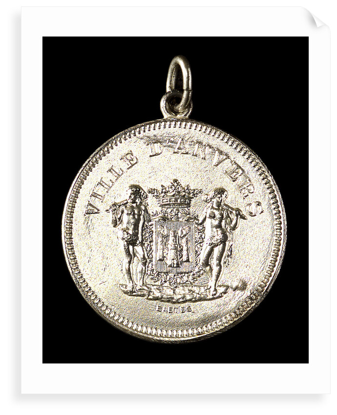 Medalet commemorating the visit of HMS 'Antrim' Captain Inglefield to Antwerp, 1906; obverse by J. Baetes