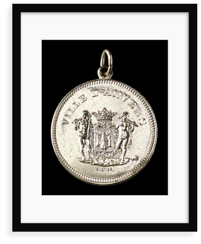Medalet commemorating the visit of HMS 'Antrim' Captain Inglefield to Antwerp, 1906; obverse by J. Baetes